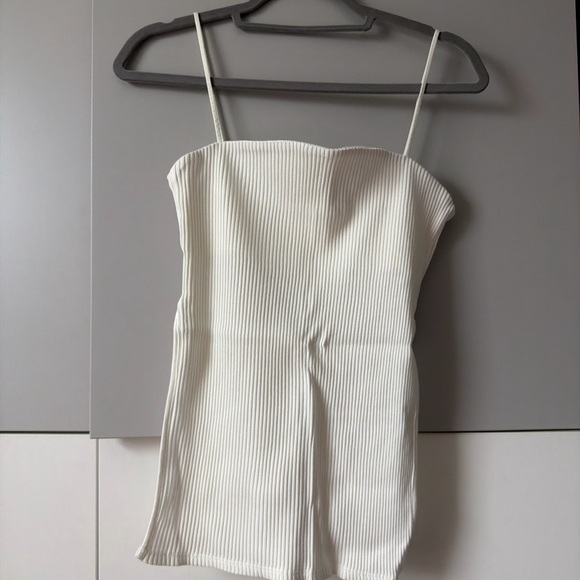Zara Cream Ribbed Tank Top - Picture 4 of 7
